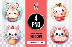 Cute Bunny Cupcake Clipart Sublimation PNG Product Image 1