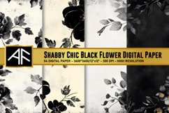 Shabby Chic Black Floral Digital Paper Product Image 1