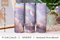 Pink Glitter Tumbler Wrap Design, Moon Tumbler Sublimation Product Image 1