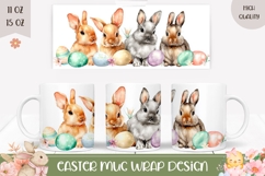 Easter Bunny Mug Template, Colorful Easter Eggs Mug Wrap Product Image 1