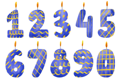 Watercolor Candle Numbers Clipart Set 09, PNG JPG, 300 Product Image 1