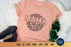 Mama Floral SVG | Round Mandala Design Product Image 1