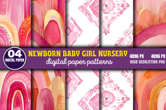 Newborn Baby Girl Nursery Paper Pattern PNG Product Image 1