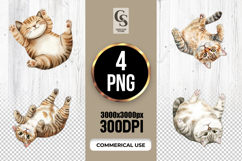 Cute Watercolor Playful Kitten Clipart Sublimation PNG Product Image 1