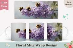 Lilac Mug Design, Summer Mug Sublimation, Bee Mug Wrap Product Image 1