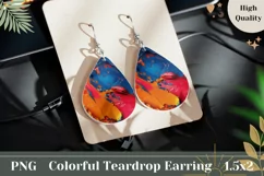 Art Paint Teardrop Earrings PNG, Yellow Earrings Template Product Image 1