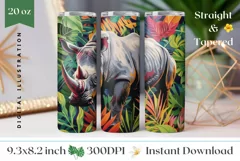 Rhinoceros Tumbler Wrap, Rhinoceros Sublimation Design Product Image 1