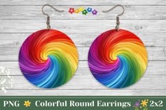 Colorful Round Earrings, Rainbow Swirl Earring Sublimation Product Image 1