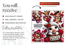 Valentines day zebra Bucket Clipart,valentine sublimation Product Image 2