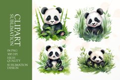 Watercolor panda sublimation clipart png Product Image 1
