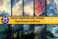 Fantasy Mountain Junk Journal Paper PNG Product Image 1