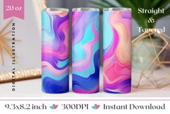 Fluid Art Tumbler Wrap Design, Colorful Tumbler Design PNG Product Image 1