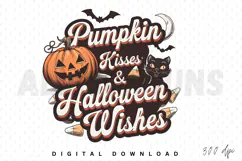 Pumpkin kisses & Halloween wishes Sublimation PNG Design Product Image 1