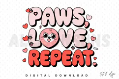 Paws love repeat PNG, Dog lover Sublimation PNG Product Image 1