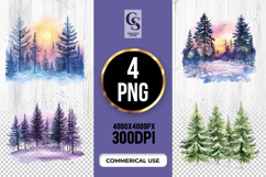 Winter Forest Landscape Sublimation Clipart PNG Product Image 1