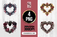 Gothic Ornate Heart Frame Clipart Sublimation PNG Product Image 1