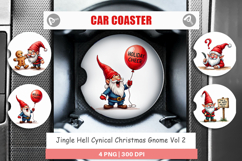Jingle Hell Gnome Car Coaster Product Image 1