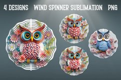 3D Owl Flower Wind Spinner Sublimation PNG Product Image 1