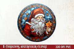 Stained Glass Painting Of Santa Clipart Sublimation Product Image 1