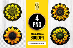 Sunflower Mandala Floral Art Clipart Sublimation PNG Product Image 1