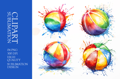 Watercolor ball summer clipart sublimation png Product Image 1