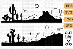 Arizona Desert svg, Cactuses silhouette Clipart svg, png cut Product Image 1