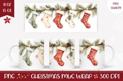 Watercolor Christmas Mug Wrap Design, Winter Socks Mug Product Image 1