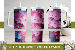 Hydrangea Tumbler Wrap Design, Pink 40 Oz Tumbler PNG Product Image 1