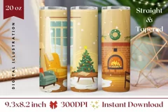 Christmas Tumbler Wrap, Christmas Tree Tumbler Sublimation Product Image 1