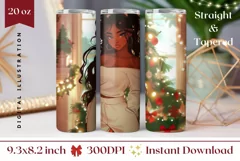 Girl Christmas Tumbler Design, Christmas Tree Sublimation Product Image 1