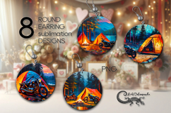 Tent in forest | Round earring sublimation design bundle Product Image 1