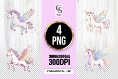 Pastel Pegasus Unicorn Clipart Sublimation PNG Product Image 1