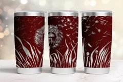 20oz Tumbler laser svg wrap| Floral Dandelions pattern Product Image 2