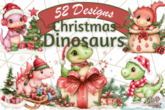 Christmas Dinosaur PNG Clipart, Cute Dino Holiday Art Png Product Image 1