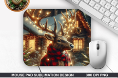 Deer Mouse Pad Sublimation, Christmas Mouse Pad PNG Product Image 1