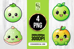 Cute Green Apple &amp; Dessert Characters Clipart PNG Product Image 1