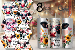 Cow with lowers | 8 western tumbler sublimation designs Product Image 1
