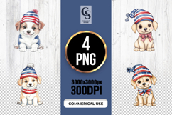 Cute Patriotic Puppy Watercolor Clipart PNG Product Image 1