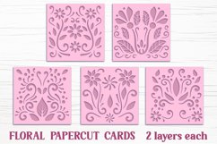 Floral papercut Cards | 5 layered SVG items Product Image 1