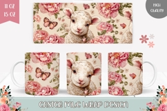 Floral Easter Lamb Mug Design, Easter Mug Template Product Image 1