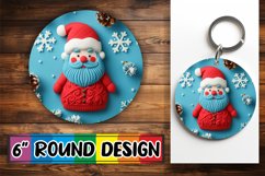 3D Santa Claus Christmas Round Design Sublimation Keychain Product Image 1