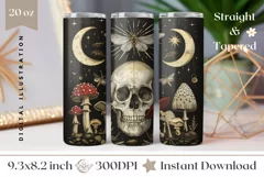 Gothic Tumbler Wrap Design, Mystical Skull Tumbler Design Product Image 1