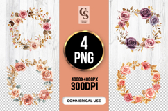 Vintage Rose Wreath Clipart Sublimation PNG Product Image 1