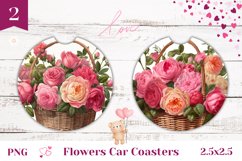 Flowers Car Coaster Sublimation, Pink Peony Car Coasters Product Image 1