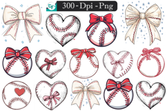 Baseball Coquette Bow PNG, Baseball Coquette PNG Product Image 1