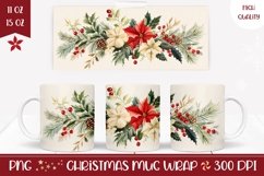 Floral Christmas Mug Template, Watercolor Poinsettia Mug Product Image 1