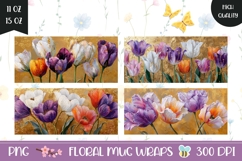 Tulips Mug Wrap Designs, Floral Mug Template Product Image 1