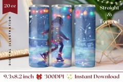 Christmas Tumbler Wrap Design, Figure Skating Tumbler PNG Product Image 1