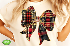 Christmas Coquette Bow PNG, Christmas Sublimation Design Product Image 1