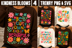 Kindness Blooms Floral SVG Positive Quote PNG Product Image 1